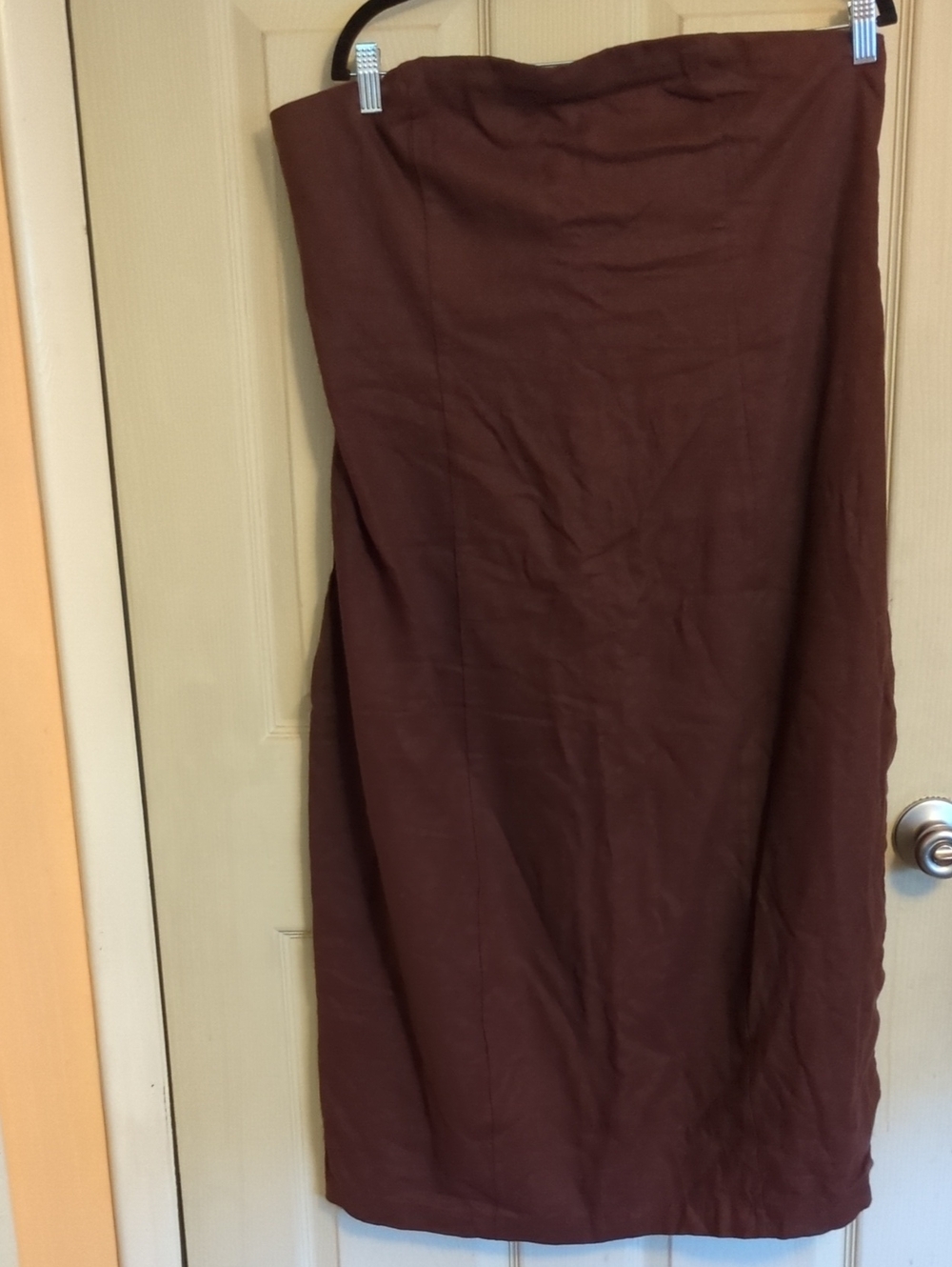 NWT Abercrombie & Fitch XL Petite Brown Slim Fitting Strapless Linen Midi Dress